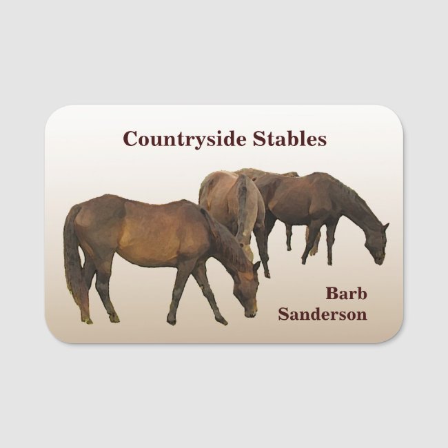 Horse Stable, Riding School and Boarding Name Tag