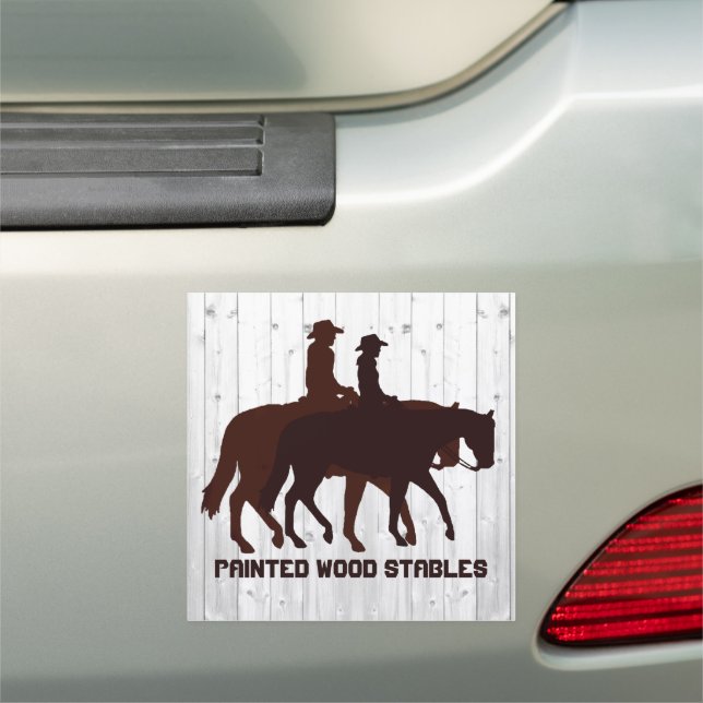 Horse Stables Horseback Rustic Wood Car Magnet (In Situ)