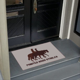Horse Stables Horseback Rustic Wood Template Doormat