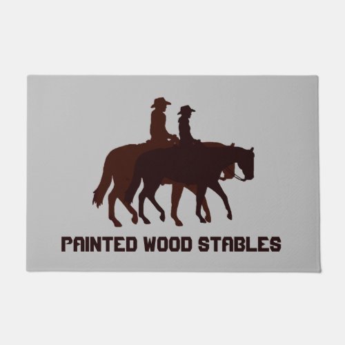 Horse Stables Horseback Rustic Wood Template  Doormat