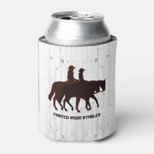 Horse Stables Western Horseback Weathered Wood Can Cooler