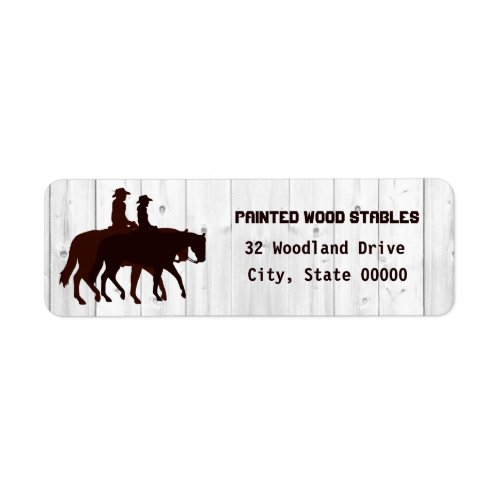 Horse Stables Western Horseback Weathered Wood  Label