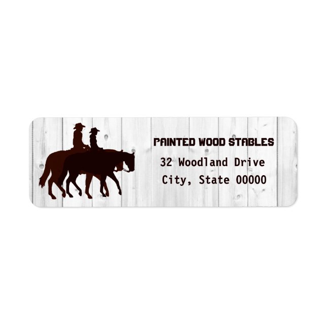 Horse Stables Western Horseback Weathered Wood  Label (Front)