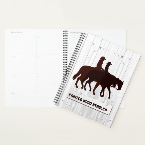 Horse Stables Western Horseback Weathered Wood  Planner