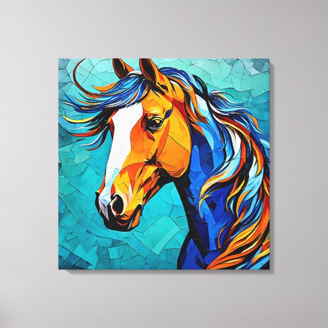 Horse Stained Glass Canvas Print (Front)