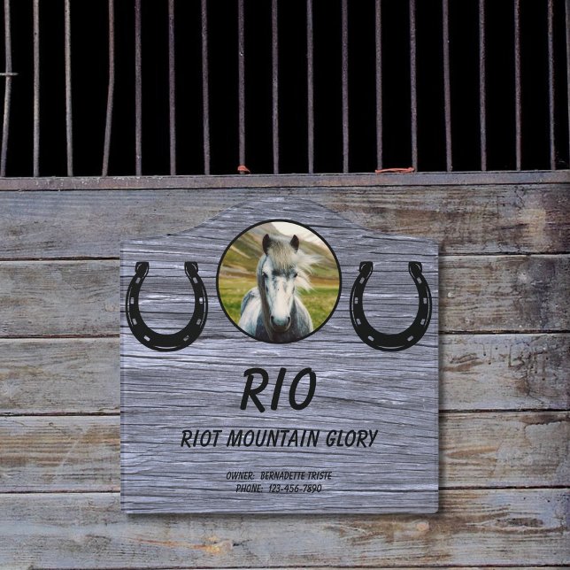 Horse Stall Name Photo Owner Text Barn Door Sign (Creator Uploaded)