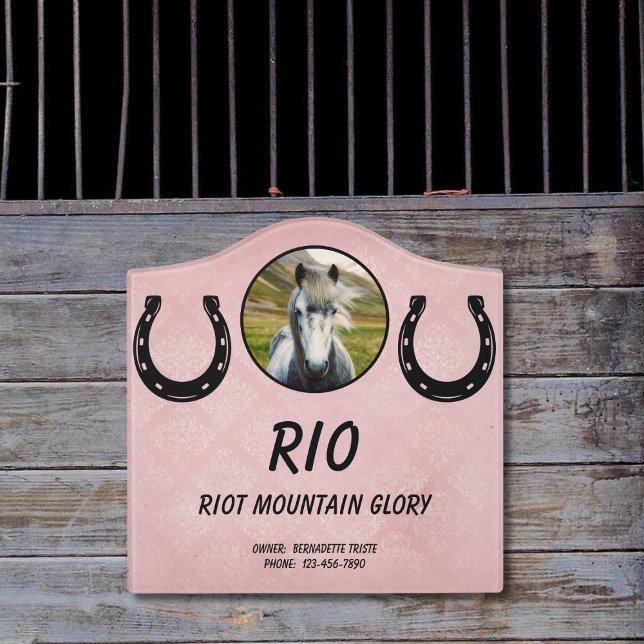 Horse Stall Name Photo Owner Text Barn Door Sign (Creator Uploaded)