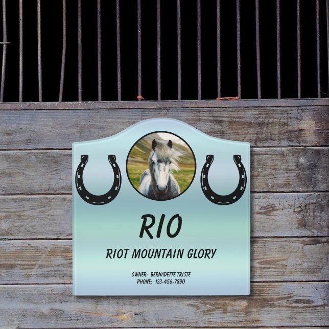 Horse Stall Name Photo Owner Text Barn Door Sign (Creator Uploaded)