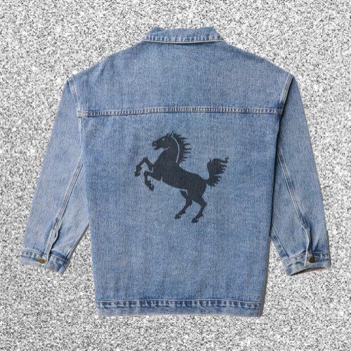 Horse Stallion Silouhette Denim Jacket
