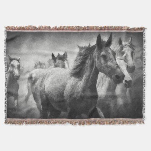 Horse Stampede Throw Blanket