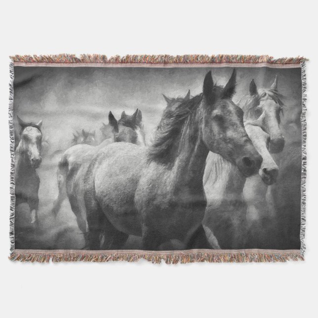 Horse Stampede Throw Blanket (Front)