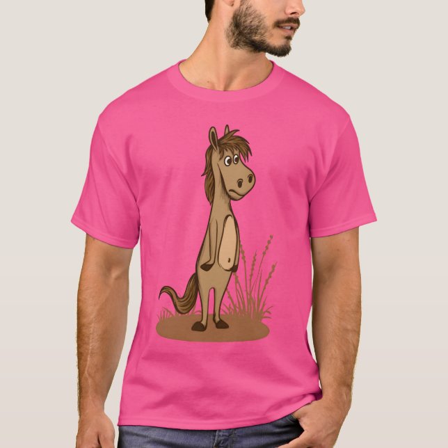 horse standing disgust and bord friend T-Shirt (Front)