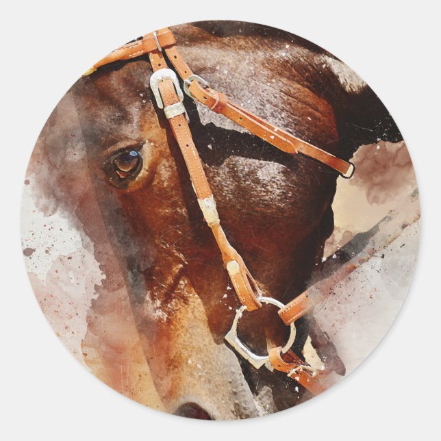 horse stationery classic round sticker (Front)