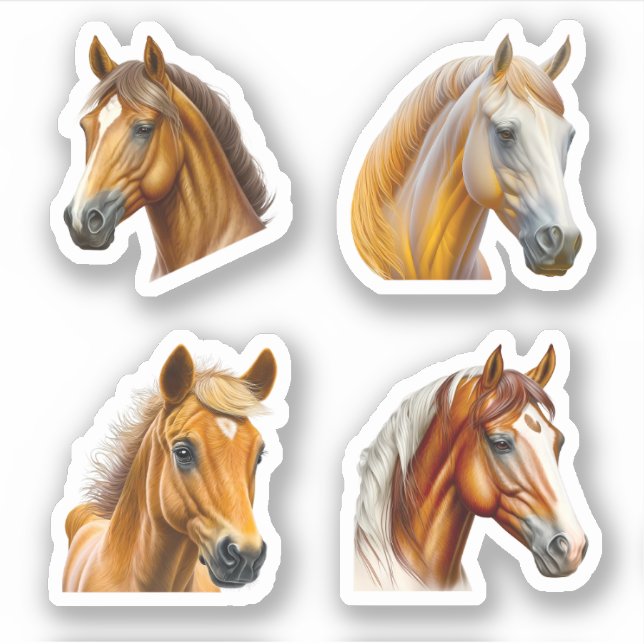 Horse Stickers 4 Pack - Cute Planner, Journal (Front)