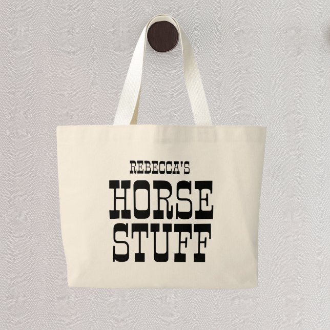 Horse Stuff | Custom Name Equestrian Barn Large Tote Bag (Creator Uploaded)