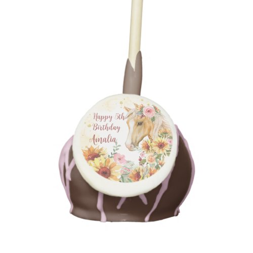 Horse sunflowers birthday party personalized cake pops