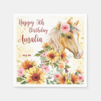 Horse sunflowers birthday party personalized