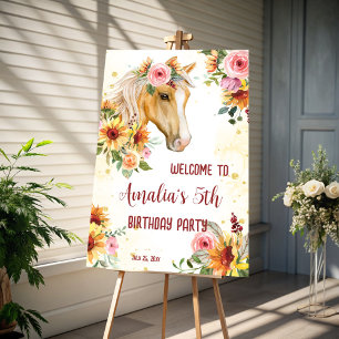 Horse sunflowers birthday party welcome sign