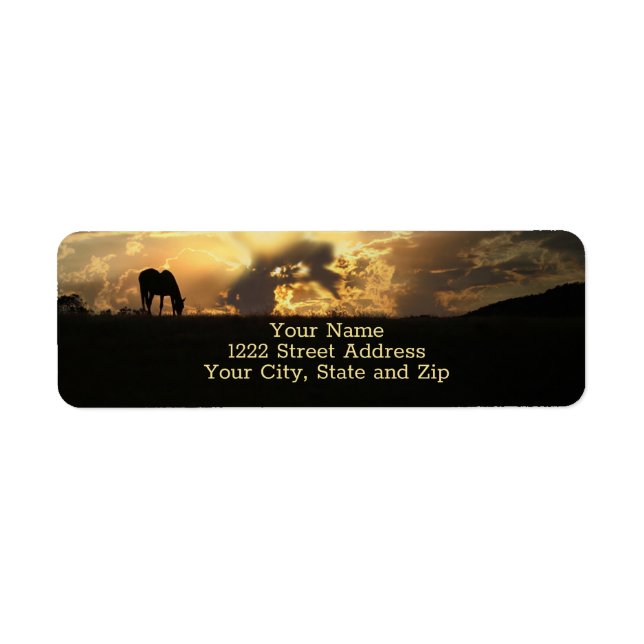 Horse Sunrise Beautiful Nature Label (Front)