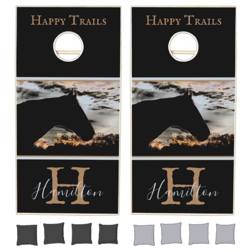 Horse Sunset Monogram Cornhole Set