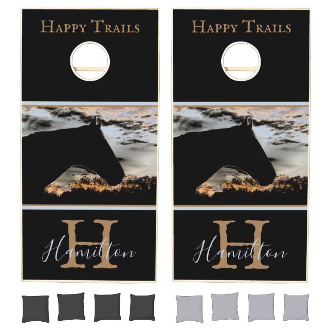 Horse Sunset Monogram Cornhole Set (Set)