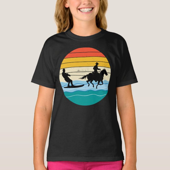 Horse Surfing Wakeboarding Water Skiing Sea Wave T-Shirt (Front)