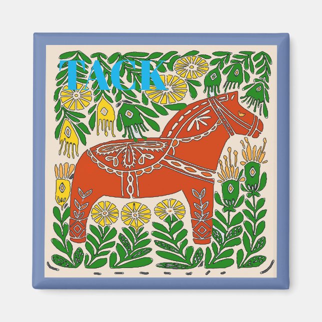 Horse ,Sweden, edit or add  text Magnet (Front)