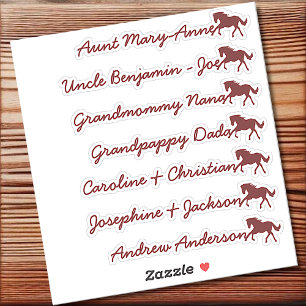 Horse Symbol Custom Guest List 7 Names Calligraphy Sticker