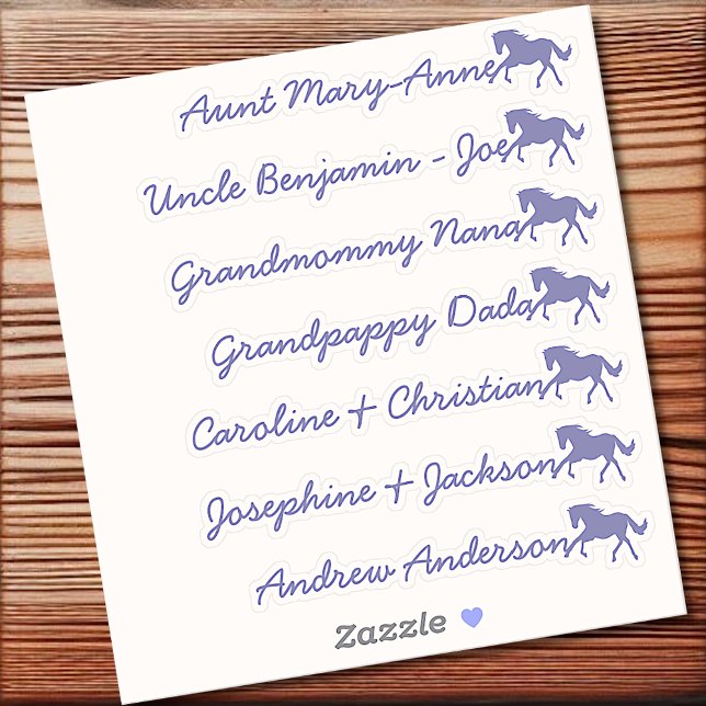 Horse Symbol Custom Guest List 7 Names Calligraphy Sticker (Creator Uploaded)