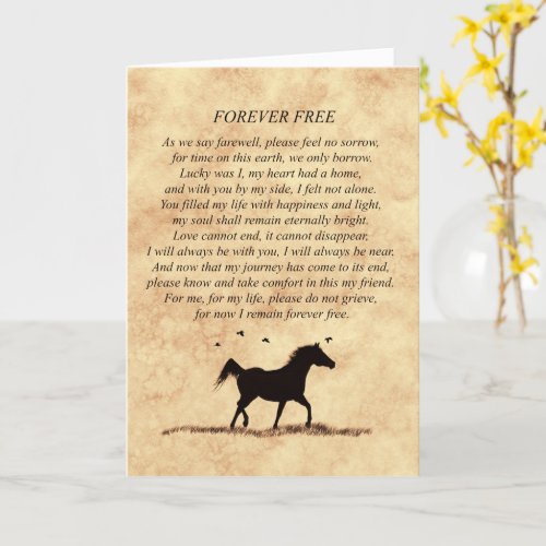 Horse Sympathy Beautiful Poem on Parchment Look  Card