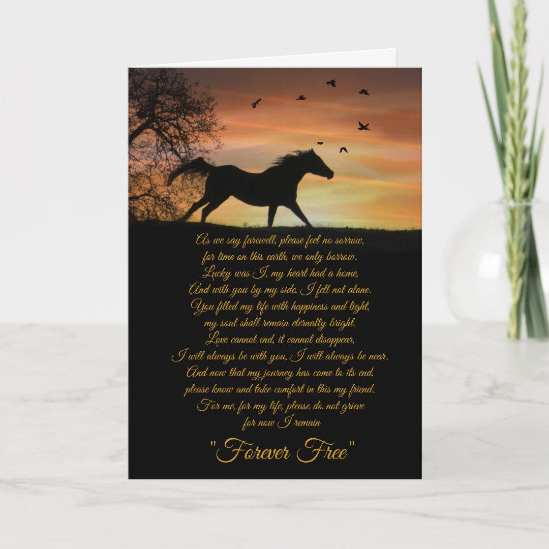 Horse Sympathy Card, Loss of Horse Spiritual Poem Card | Zazzle