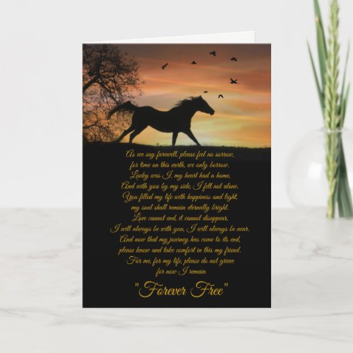 Horse Sympathy Card Loss of Horse Spiritual Poem Card
