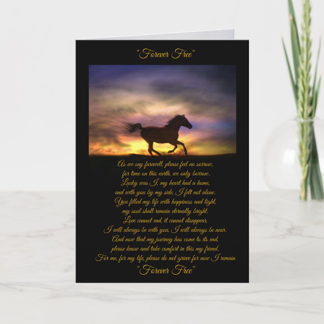 Horse Sympathy Card with Original Poem, Loss | Zazzle