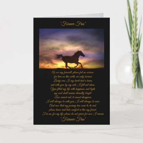 Horse Sympathy Card with Original Poem Loss