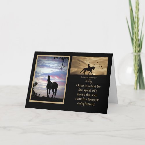 Horse Sympathy Custom Name and Photo Memorial Card