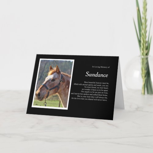 Horse Sympathy Custom Photo and Name Spiritual Card