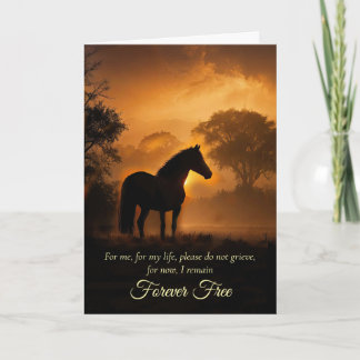 Horse Sympathy Free Horse in Sunset Loss  Card