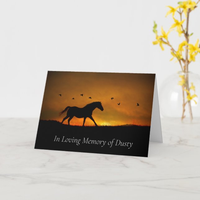 Horse Sympathy Memorial Custom Name Card (Yellow Flower)