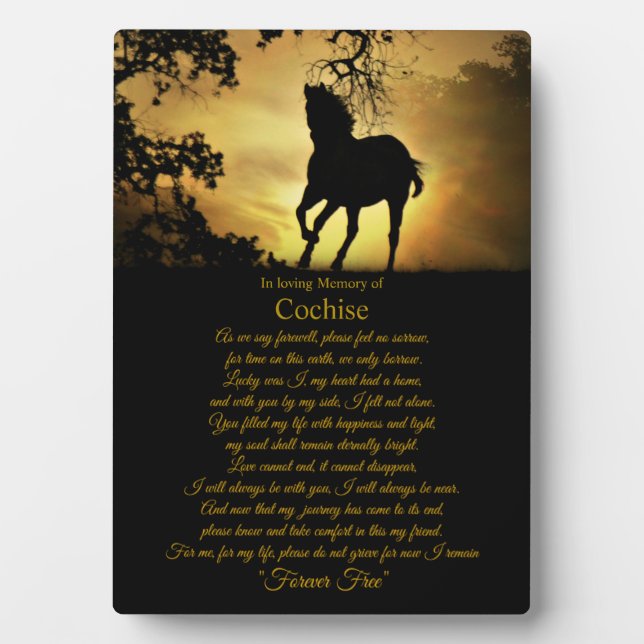 Horse Sympathy Memorial Custom Name Plaque (Front)