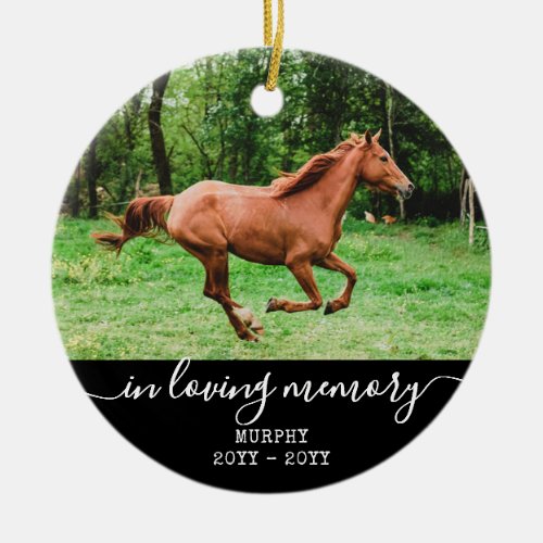 Horse Sympathy Memorial Personalized Photo Memory Ceramic Ornament