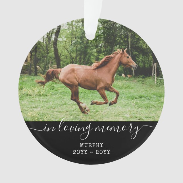 Horse Sympathy Memorial Personalized Photo Memory Ornament (Front)