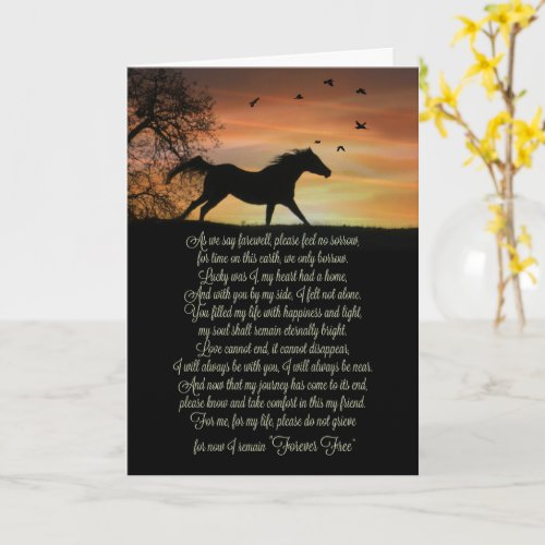 Horse Sympathy Memorial with Spiritual Poem Card