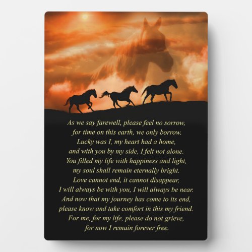 Horse Sympathy Memorial with Spiritual Poem Plaque