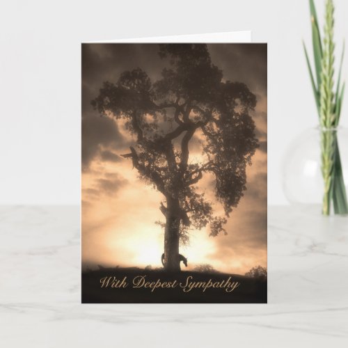 Horse Sympathy Sepia Horse and Oak Tree Card