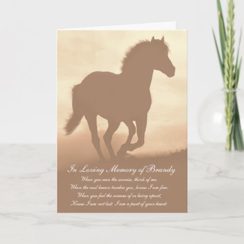 Horse Sympathy Sepia Spiritual Poem Custom Name Card