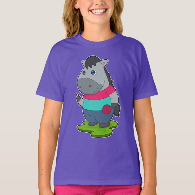 Horse Table tennis Table tennis racket T-Shirt (Front)