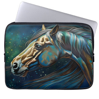 Horse Teal blue green brown Laptop Sleeve