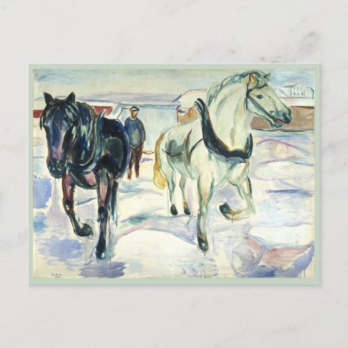 Horse Team in Snow by  Edvard Munch Postcard