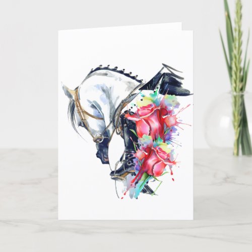 Horse thank you card blank horse birthday card