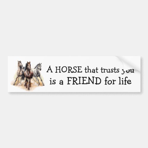 HORSE that Trusts FRIEND for life Quote Award  Bumper Sticker